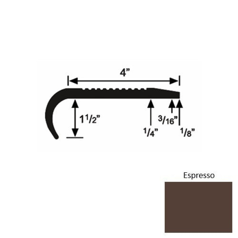 Solid 02 Espresso Rubber Commercial Stair Nosing