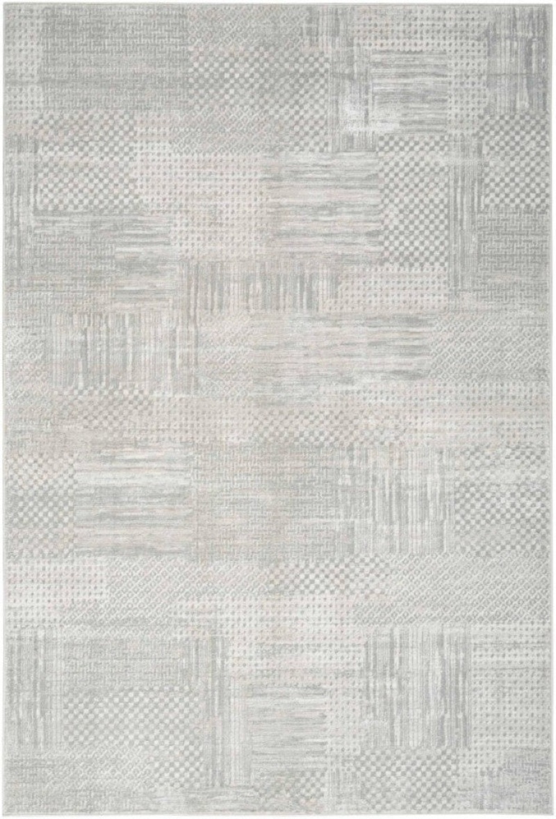 Glitz Silver Grey Glz09 Polyester Contemporary Area Rug - 8 Ft X 10 Ft - Silver Grey