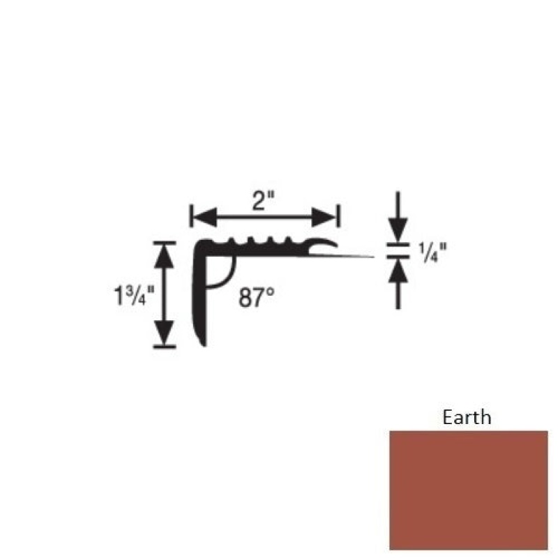 Flextones Earth Vinyl 171 Carpet Stair Nosing - 2" X 12 Ft - Thermoplastic