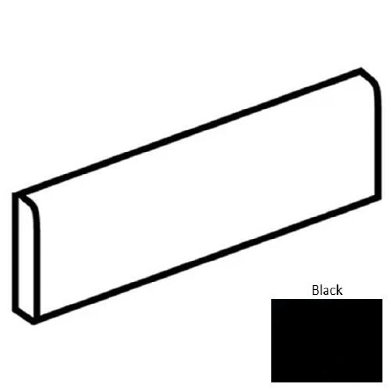 Color Story Wall Black Ceramic Wall Trim - 4" X 12" Bullnose 12" Side
