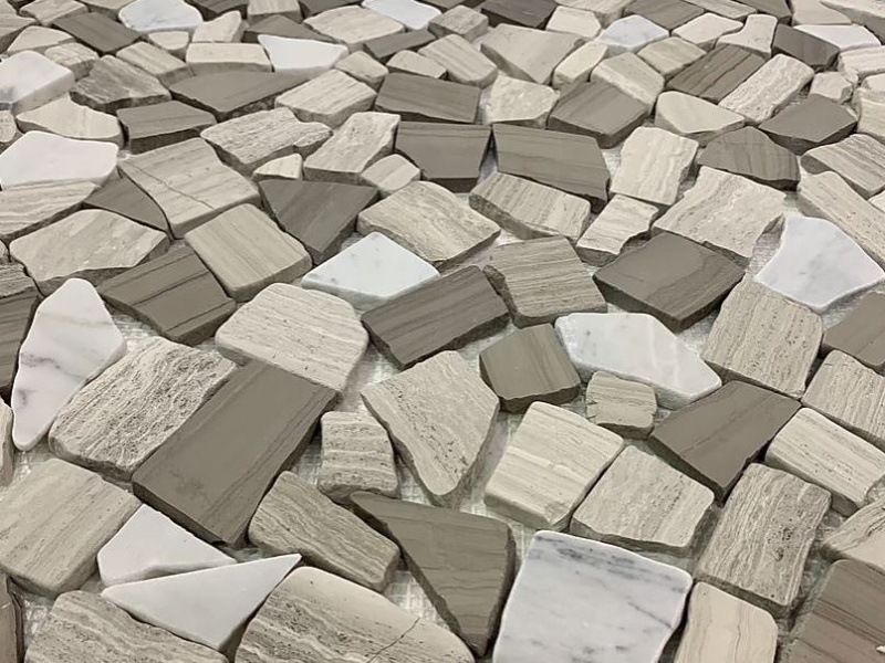 White Wood Dark Marble Pebble - 12" X 12" - Flat Matte
