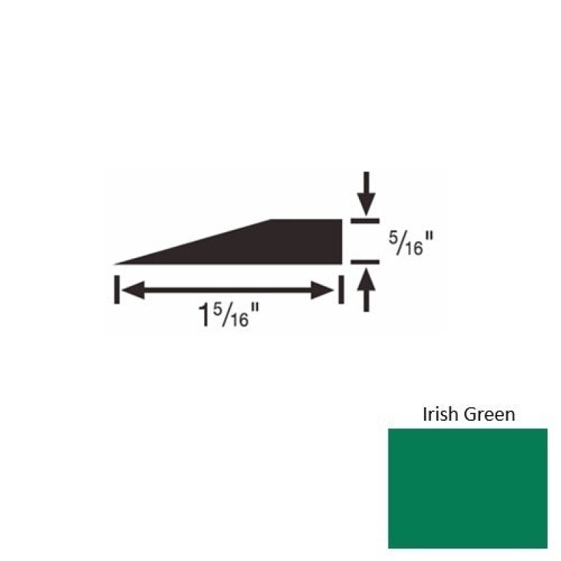 Solid 25 Irish Green Rubber Reducer Strip - 1 5/16" X 9 Ft (108") X 5/16"