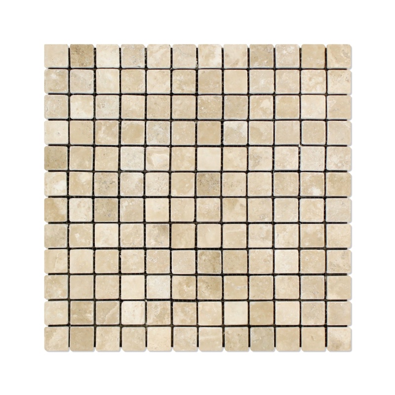 Durango Cross Cut Travertine Mosaic 1" x 1" Tumbled