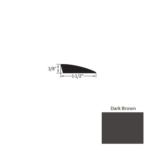 Johnsonite Dark Brown Vinyl Moulding / Trim - 3/8" X 12 Ft (144") Carpet Reducer - Carpet Reducer