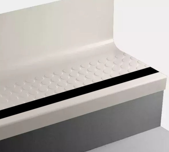 Snow White Raised Round Rubber Stair Tread with Riser