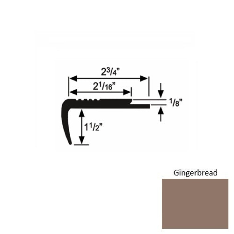 Solid 09 Gingerbread Rubber Underlap Stair Nosing
