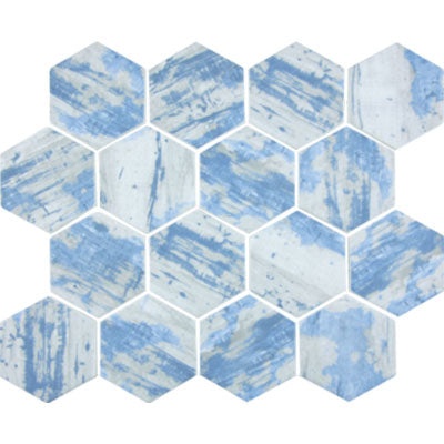 Aquatica Bark Aspen Deco Glass Mosaic - 3" Hexagon - Polished