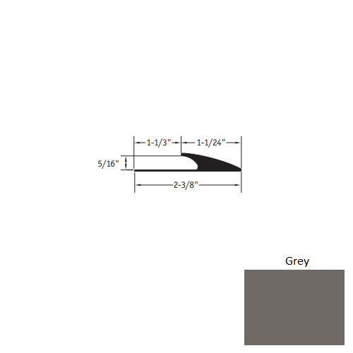 Johnsonite Grey Vinyl Moulding / Trim - 1 1/24" X 12 Ft (144") X 5/16" Edge Guard - Edge Guard