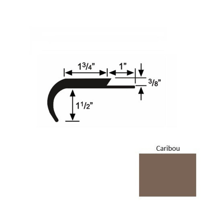Solid Caribou Rubber Single Flange Carpet Stair Nosing