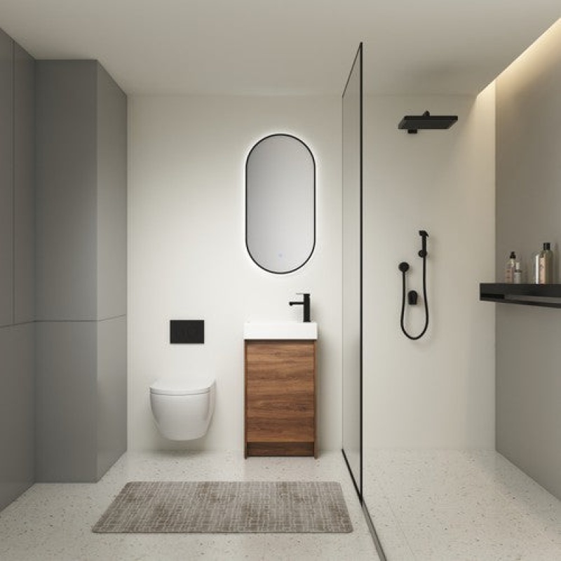 Brown Plywood Freestanding Single Sink Bathroom Vanity