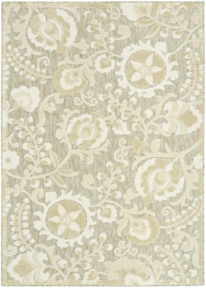 Aloha Ivory Sage Alh17 Polypropylene & Polyester Contemporary Area Rug - 8 Ft X 11 Ft - Ivory Sage