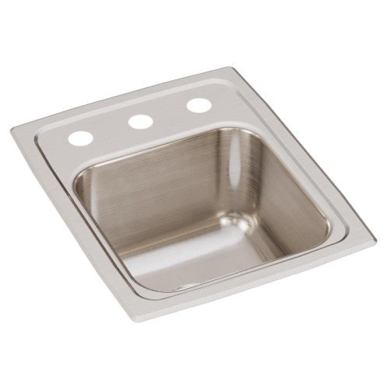 Lrq13163 Lustertone Classic Stainless Steel Drop In Single Bowl Kitchen Sink - 13" X 16" X 7 5/8" With 3 Holes - Stainless Steel