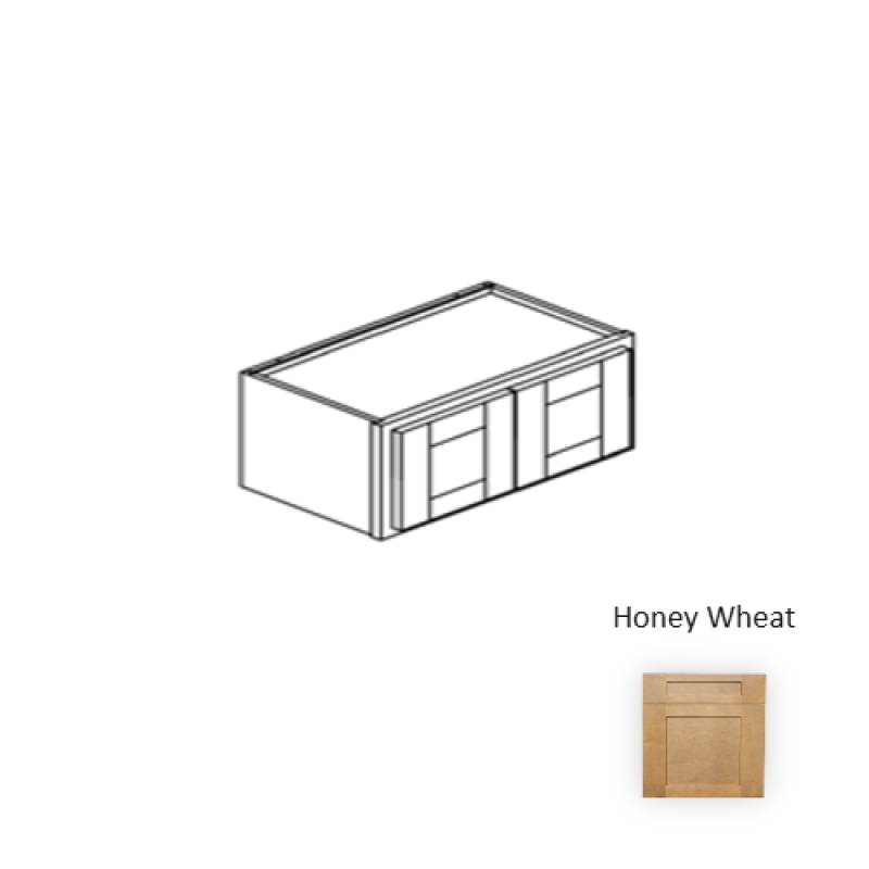 Framed Shaker Deluxe Honey Wheat Natural Clear Coat Wood Kitchen Wall Cabinet - 36" X 18" X 24" - Natural Clear Coat
