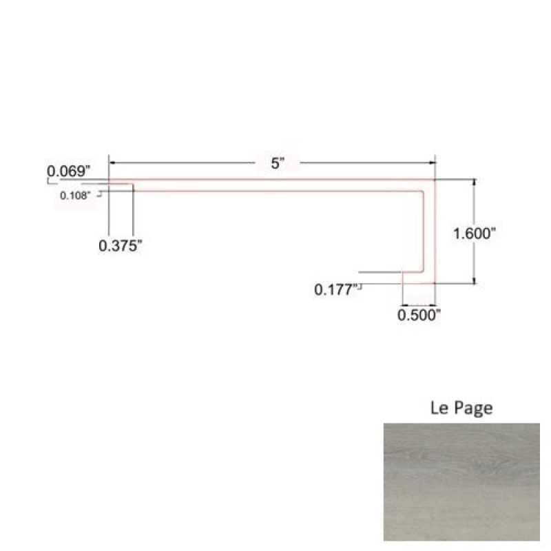 Jasper Le Page Luxury Vinyl Moulding / Trim - 5" X 94" Square Flush Stair Nose - Commercial Ceramic Bead Uv Coating