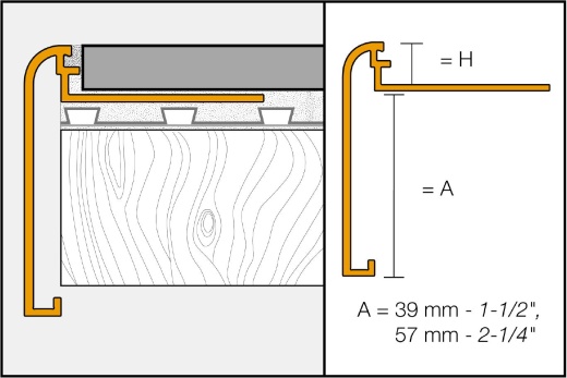 Rondec Step Metal Tile Edging Trim - Satin Copper Anodized Aluminum