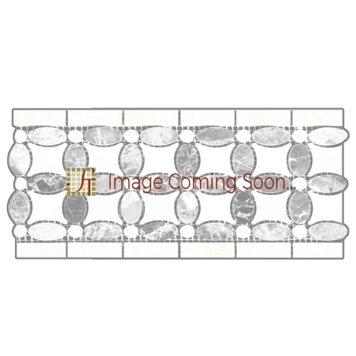 Emperador Dark Marble Border - 5 3/4" X 11 1/4" Flower Border With Crema Marfil Dots - Polished, Per Pack: 20 Pcs