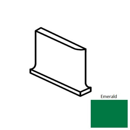 Color Wheel Classic Emerald Ceramic Wall Trim - 4 1/4" X 4 1/4" Flat Top Cove Base Corner Left - Semi Gloss, Per Pack: 5 Pcs