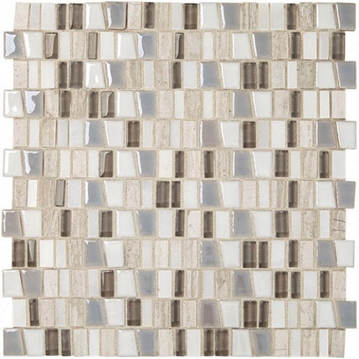 Midpark Mosaics Rainstorm Stone & Porcelain Mosaic - 1" X Random Lengths - Mixed, Per Pack: 10.3 Sqft