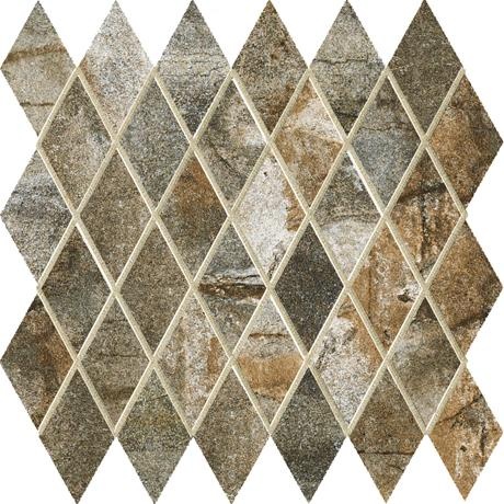 Vesale Stone Moss Porcelain Mosaic - 2" X 3 1/2" Diamond - Matte, Per Pack: 10 Pcs