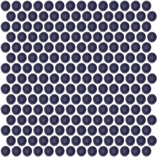Savvy Navy Porcelain Mosaic - Penny Round - Glossy, Per Pack: 14.61 Sqft