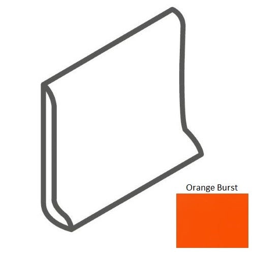 Color Wheel Classic Orange Burst Ceramic Wall Trim - 6" X 6" Sanitary Cove Base Slim Foot - Semi Gloss, Per Pack: 5 Pcs