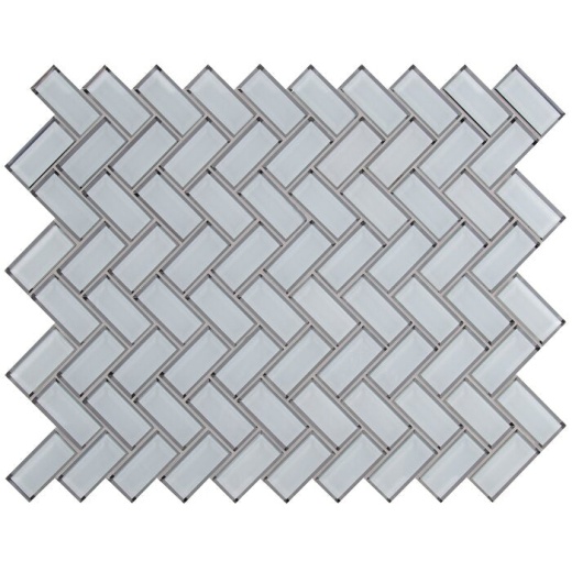 Ice Glass Mosaic - 2" X 4" Beveled Herringbone - Glossy, Per Pack: 10.6 Sqft