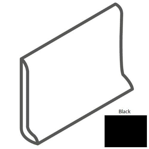 Color Wheel Classic Black Ceramic Wall Trim - 4 1/4" X 6" Sanitary Cove Base