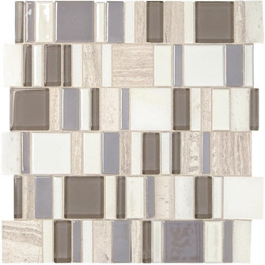 Midpark Mosaics Rainstorm Stone & Porcelain Mosaic - 2" X Random Lengths - Mixed, Per Pack: 11.1 Sqft