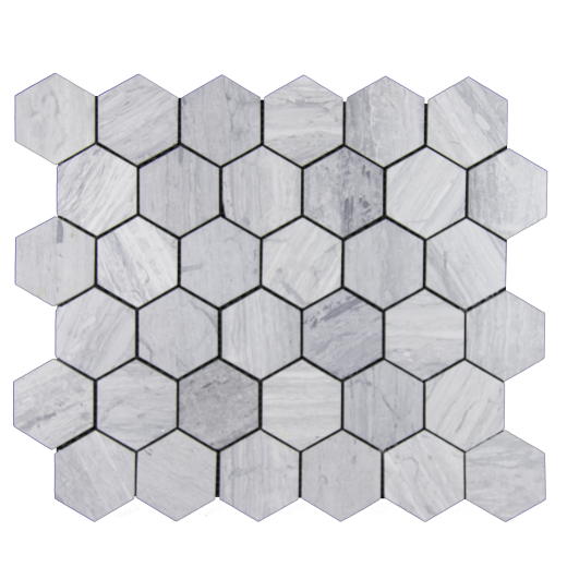 Haisa Blue Marble Mosaic - 2" Hexagon - Honed, Per pack: 20