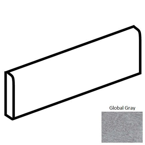 Ambassador Global Gray Porcelain Floor & Wall Trim - 3" X 24" Bullnose - Unpolished, Per Pack: 5 Pcs