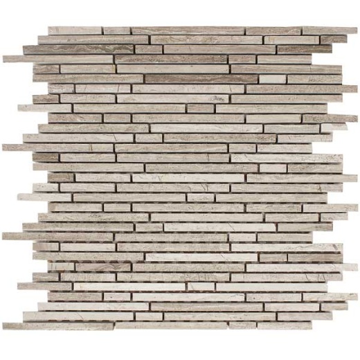 Full Sheet Sample - Pietra Antica Patara Stone Wooden Gray Random Linear Marble Mosaic - 12.4" X 12.12" Polished