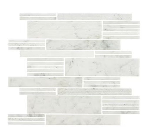 Carrara White Marble Mosaic - 1" X Random - Mixed, Per Pack: 11 Sqft