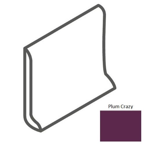 Color Wheel Classic Plum Crazy Ceramic Wall Trim - 6" x 6" Sanitary Cove Base Slim Foot Semi Gloss
