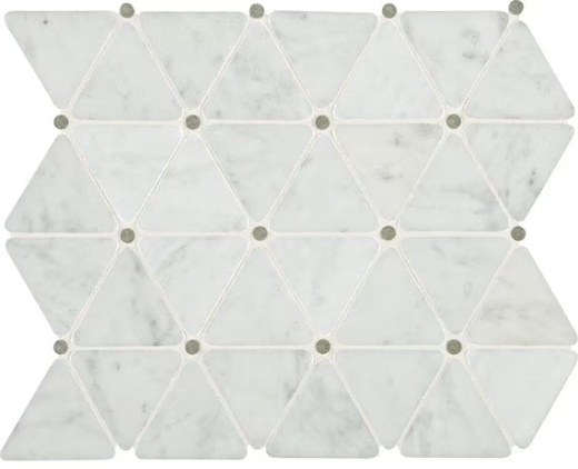 Carrara White Marble Mosaic - 2 3/4" X 2 1/2" Triangle - Polished