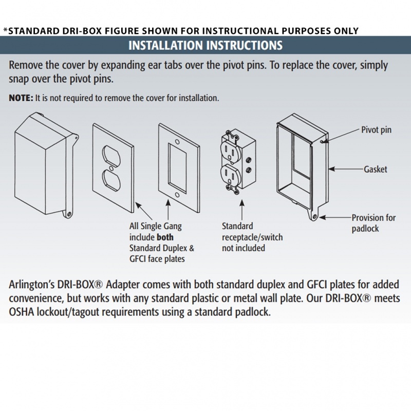 Arlington Horizontal Dri-Box Adapters W/ Non-Metallic Cover And Base