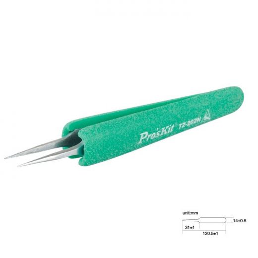 Esd Safe, Soft-Grip Tweezer with Super Fine Tip