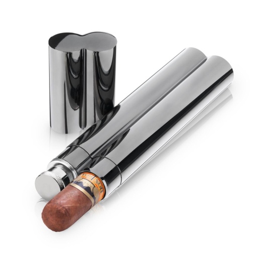 Warren Gunmetal Cigar Holder and Flask by Viski