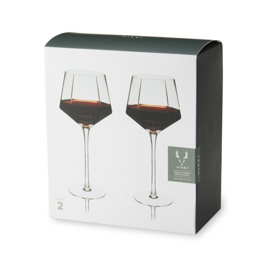 Raye Angled Crystal Burgundy Glasses Set of 2