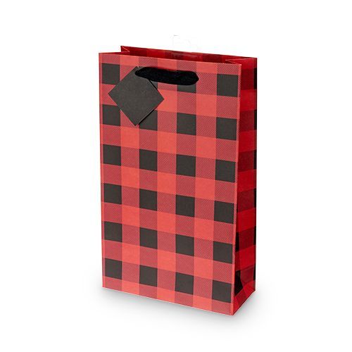 Buffalo Check Double-Bottle Wine Bag By Cakewalk