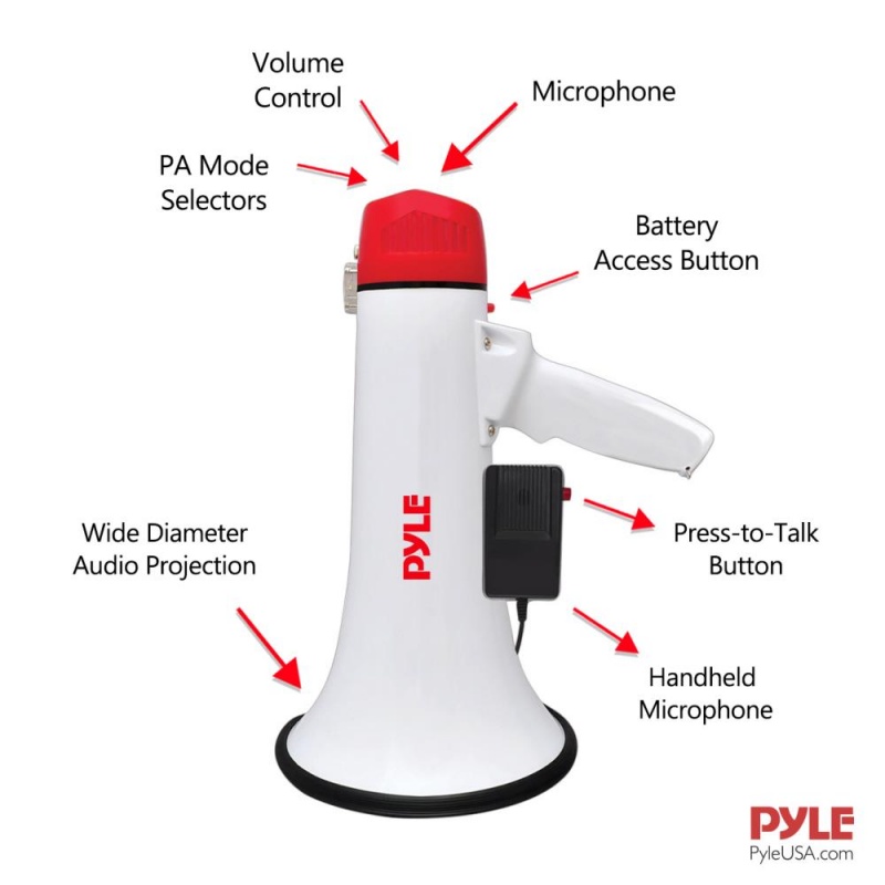 Pyle Pro 40 Watt Mini Megaphone With Siren