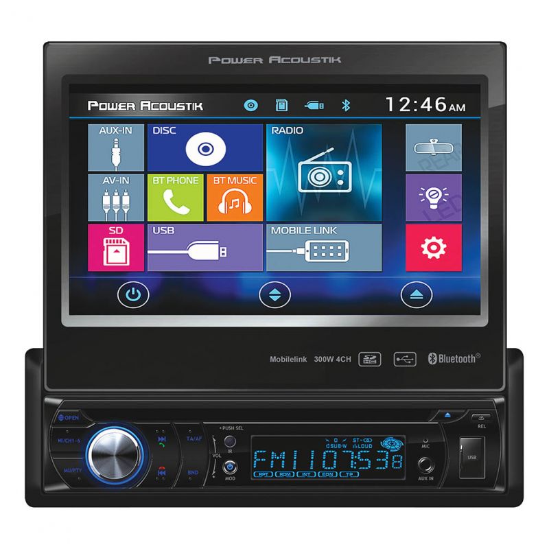 Power Acoustik 7” Single Din Motorized Touchscreen Dvd Receiver With