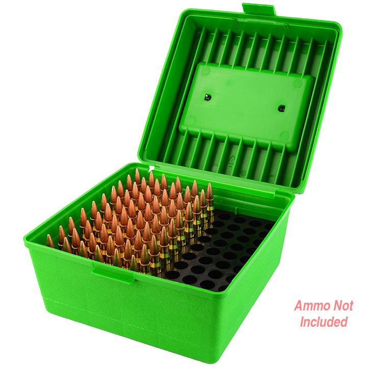 Mtm Deluxe Ammo Box 100 Round 22-250/458 Win (Green)