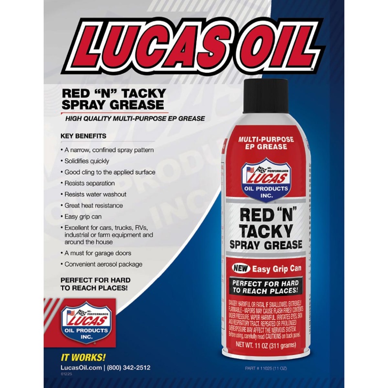 Lucas Oil Red “N” Tacky Grease – Easy Grip Aerosol Spray 11Oz