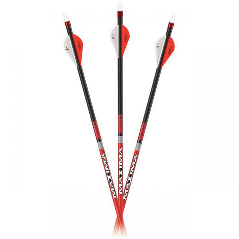 Carbon Express Maxima Red 32″ Arrow Shafts With Q2i Rapt-X 2” Vanes (6-Pack)