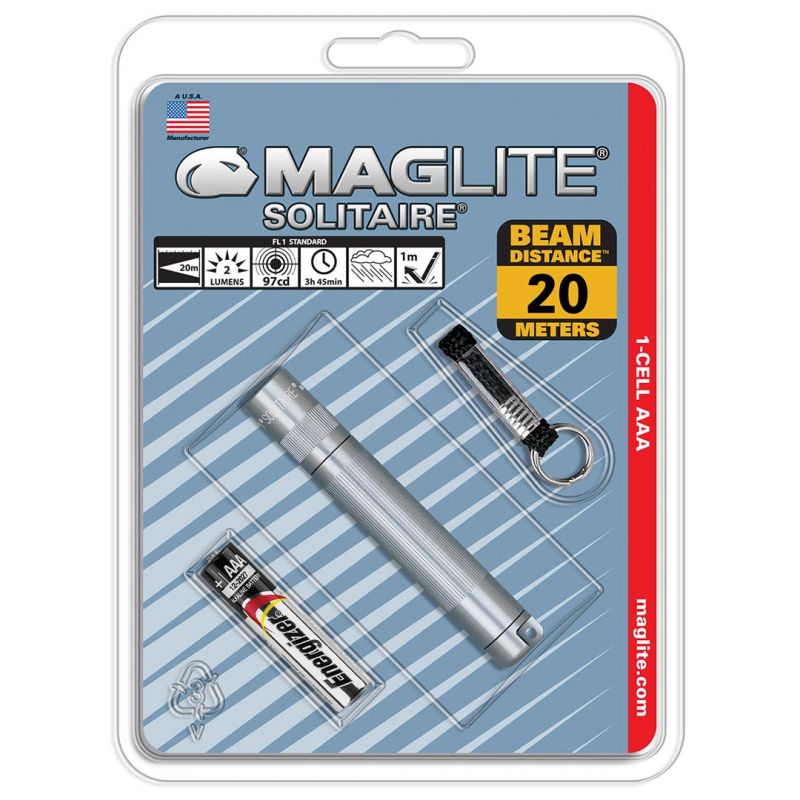 Maglite Incandescent 1-Cell Aaa Solitaire Flashlight, Gray