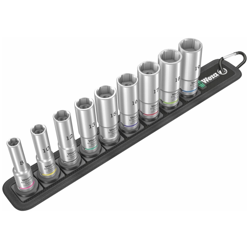 Wera Belt B 1 Zyklop Metric Deep Socket Set With Holding Function, 3/8″ Drive (9-Piece Set)