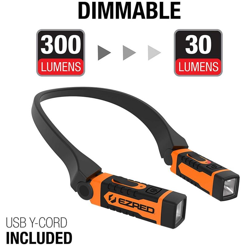 Ezred Anywear Rechargeable Neck Light For Hands-Free Lighting (Orange)