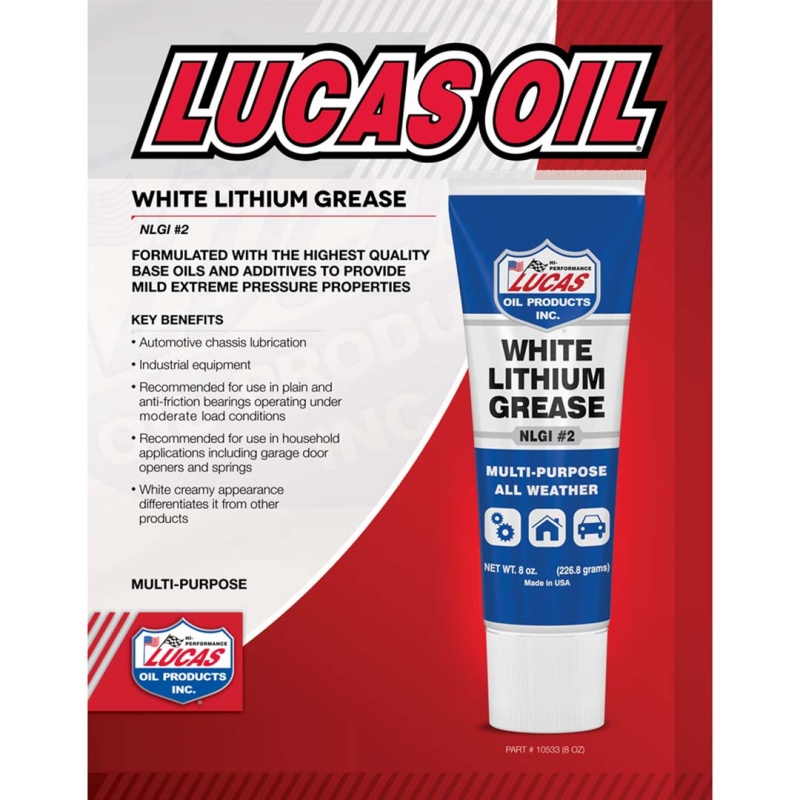 Lucas Oil White Lithium Grease – 8 Oz Tube
