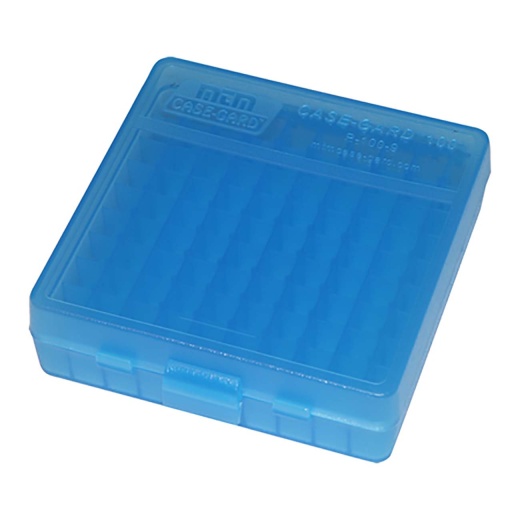 Mtm Ammo Box 100 Round – 9Mm/380Acp (Clear Blue)