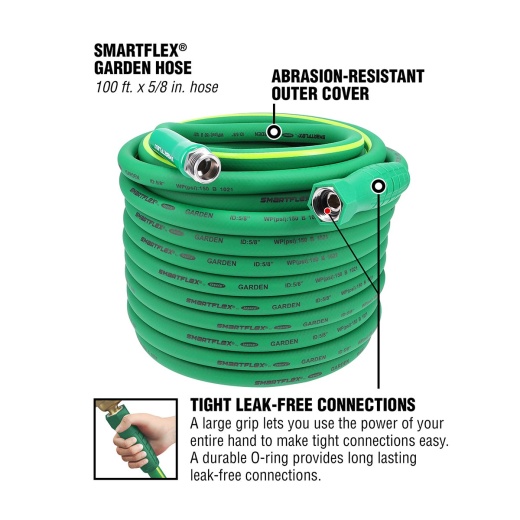 SwivelGrip Garden Hose, 5/8 x 50', 3/4 - 11 1/2 GHT Fittings, Flexible  Hybrid Polymer, ZillaGreen